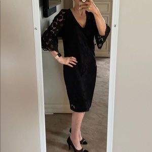 Chaps formal lace dress with bell sleeves